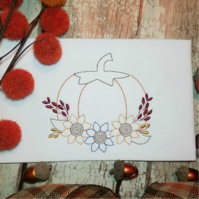 vintage pumpkin sunflower embroidery